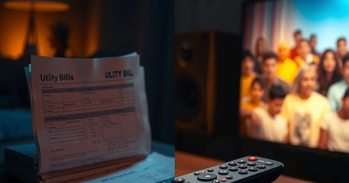A split scene contrasting a stack of bills and a cable remote in cool blue light against a modern streaming remote and glowing TV screen in warm light, symbolizing the cost comparison between cable and IPTV